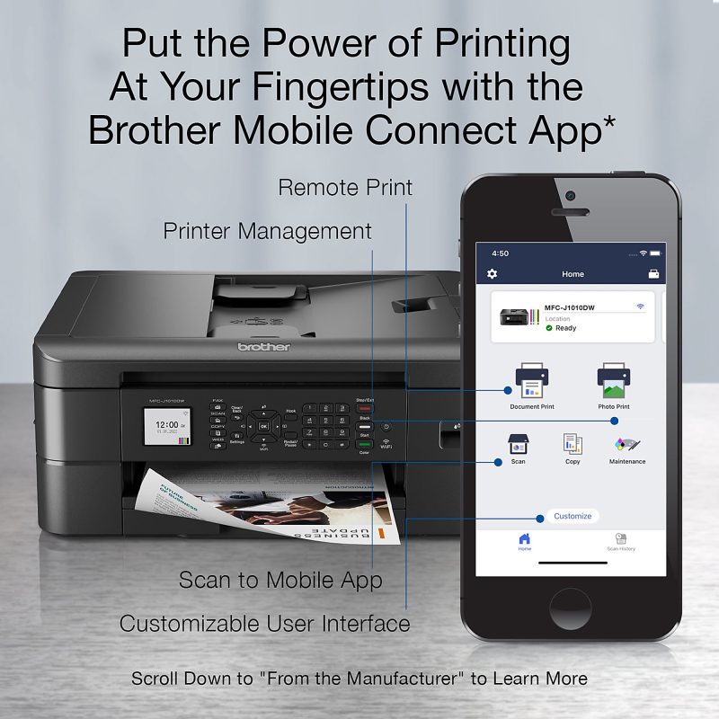 Brother® MFC-J1010DW Wireless Inkjet All-in-One Color Printer With Refresh EZ Print Eligibility - Image 4