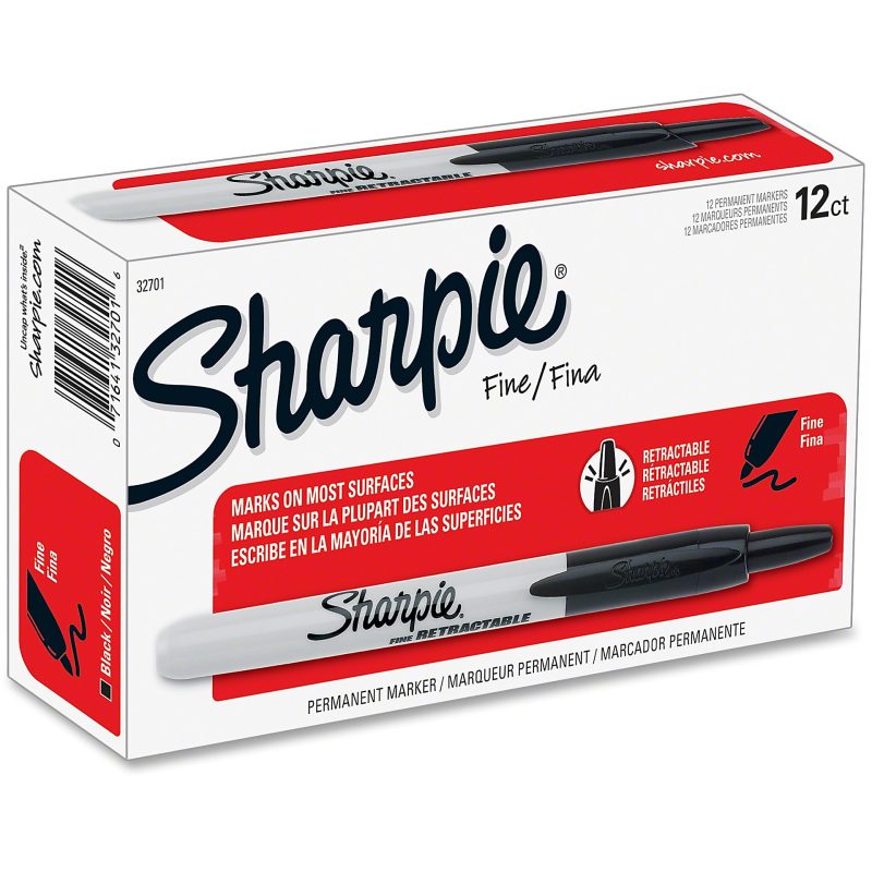 Sharpie® Retractable Permanent Markers, Fine Point, Black, Box Of 12 - Image 9