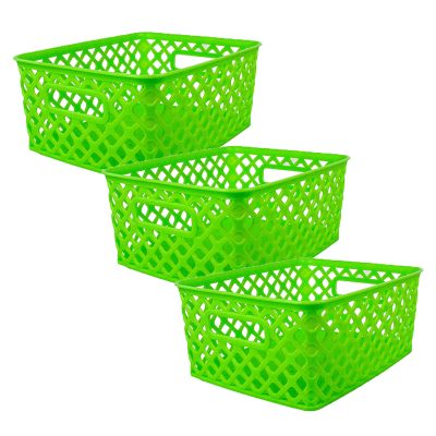 Romanoff Woven Basket, Small, Lime, Pack Of 3