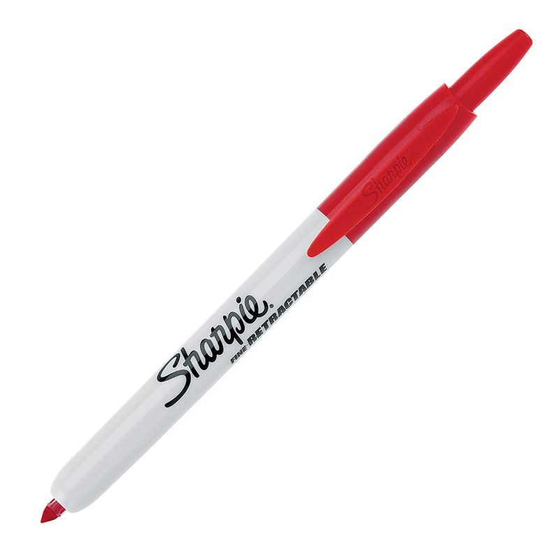 Sharpie® Retractable Permanent Markers, Fine Point, Black, Box Of 12 - Red,12