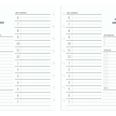 2024 TUL® Discbound Daily Planner Refill Pages, Hourly Appointment Times, Junior Size, January To December