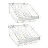 Azar Displays Small Deep Bin Tray Kits With Dividers, 5-3/4”H x 11-3/4”W x 12”D, Clear, Pack Of 2 Trays