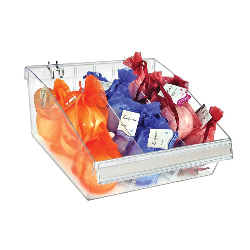 Azar Displays Small Deep Bin Tray Kits With Dividers, 5-3/4”H x 11-3/4”W x 12”D, Clear, Pack Of 2 Trays - Image 2