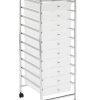 Realspace® 10-Drawer Mobile Cart, 35-13/16”H x 12-5/8”W x 14-3/8”D, White/Chrome