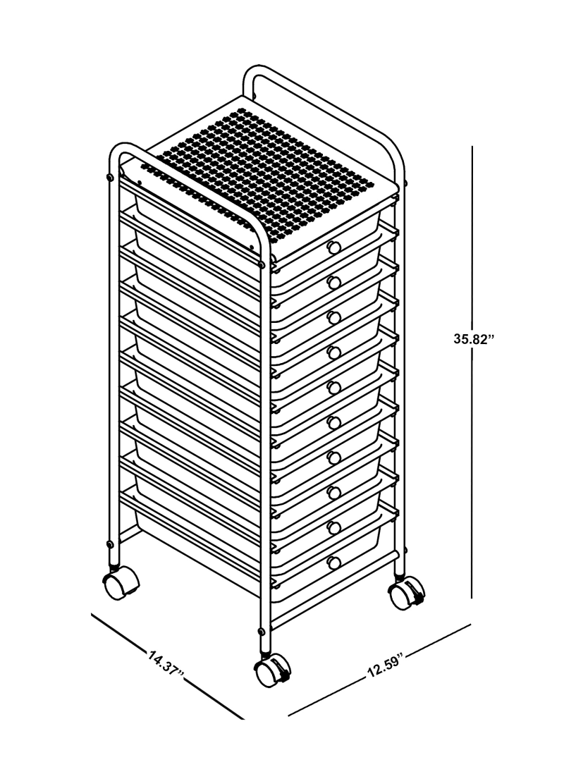 Realspace® 10-Drawer Mobile Cart, 35-13/16”H x 12-5/8”W x 14-3/8”D, White/Chrome - Image 5
