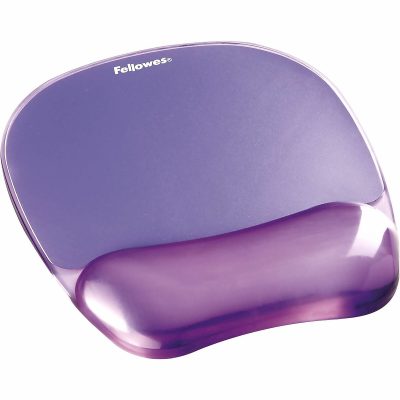 Fellowes® Gel Crystals Mouse Pad With Wrist Rest, 1"H x 7.94"W x 9.25"D, Purple
