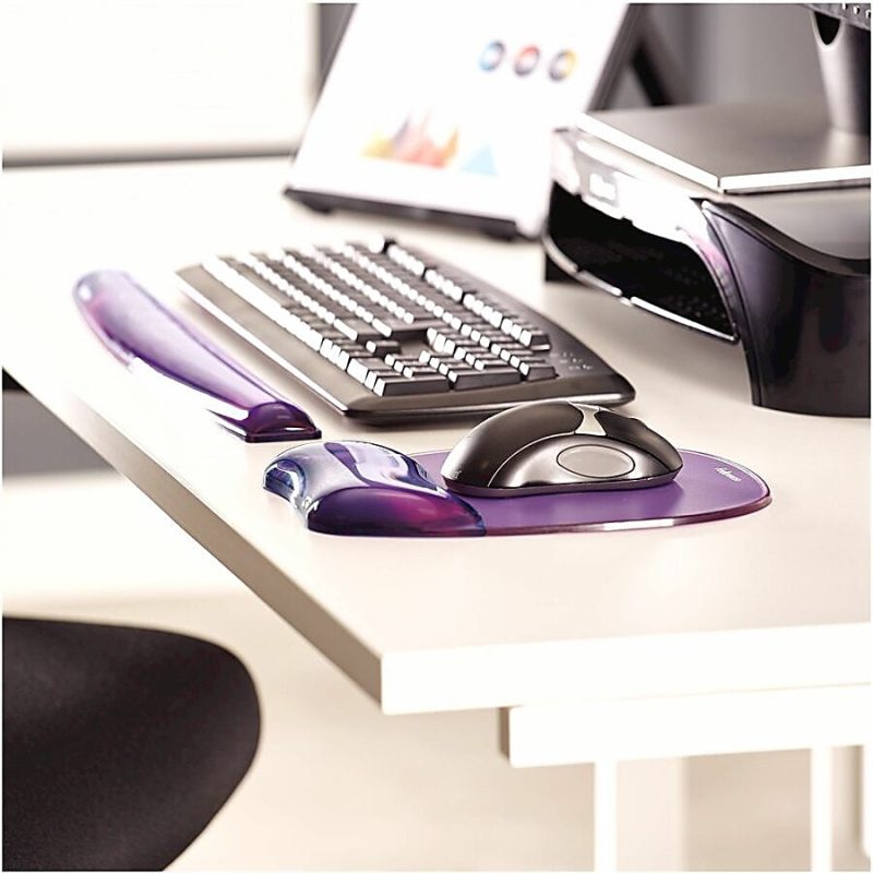 Fellowes® Gel Crystals Mouse Pad With Wrist Rest, 1"H x 7.94"W x 9.25"D, Purple - Image 4