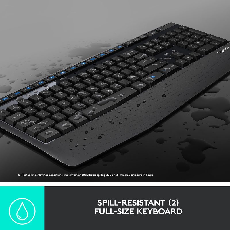 Logitech® MK345 Wireless Straight Full Size Keyboard & Right-Handed Optical Mouse, Black - Image 4
