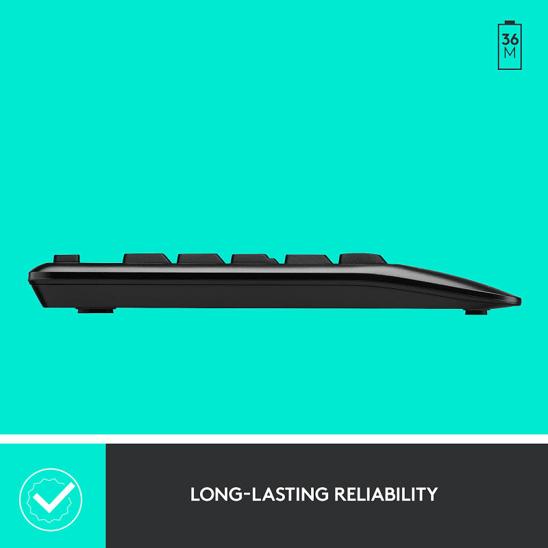 Logitech® MK345 Wireless Straight Full Size Keyboard & Right-Handed Optical Mouse, Black - Image 5