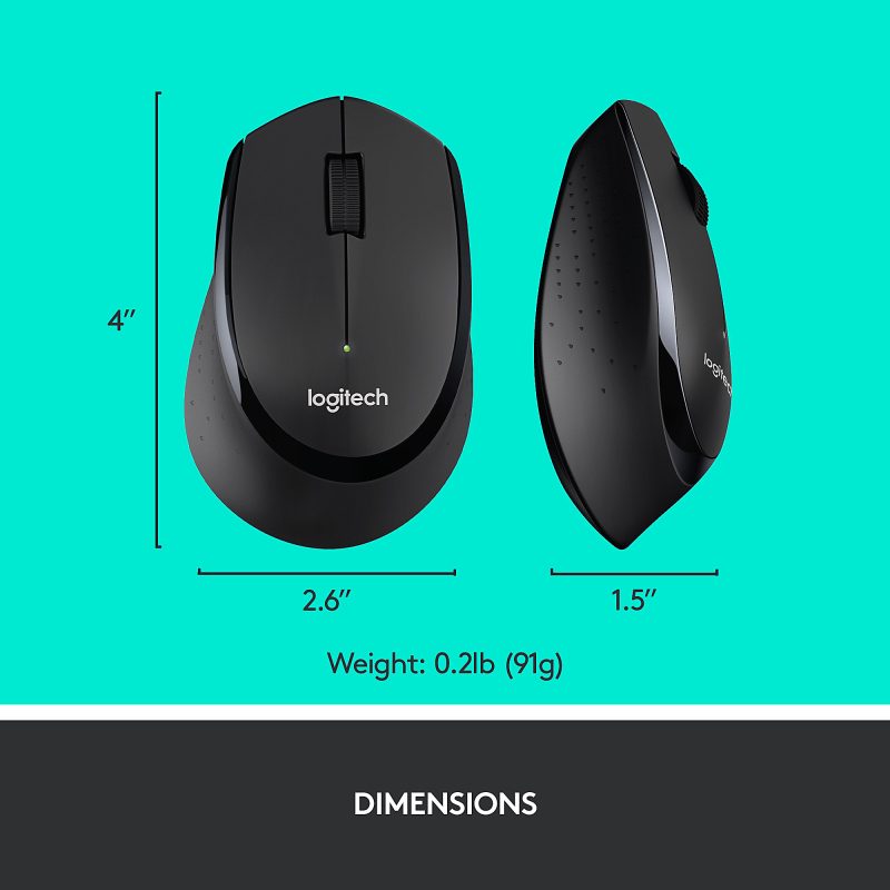 Logitech® MK345 Wireless Straight Full Size Keyboard & Right-Handed Optical Mouse, Black - Image 8