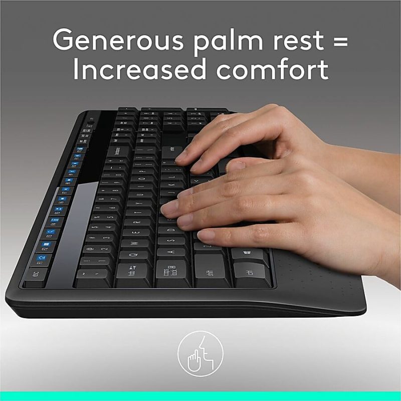 Logitech® MK345 Wireless Straight Full Size Keyboard & Right-Handed Optical Mouse, Black - Image 10