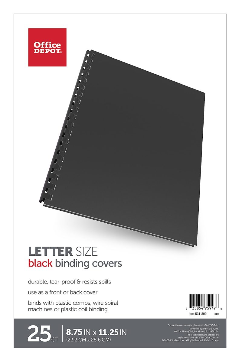 Office Depot® Brand Binding Backs, 8 3/4" x 11 1/4", Black, Pack Of 25