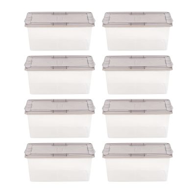 Iris® Snap Top Storage Boxes, 4.3 Gallon, Clear, Set Of 8 Boxes