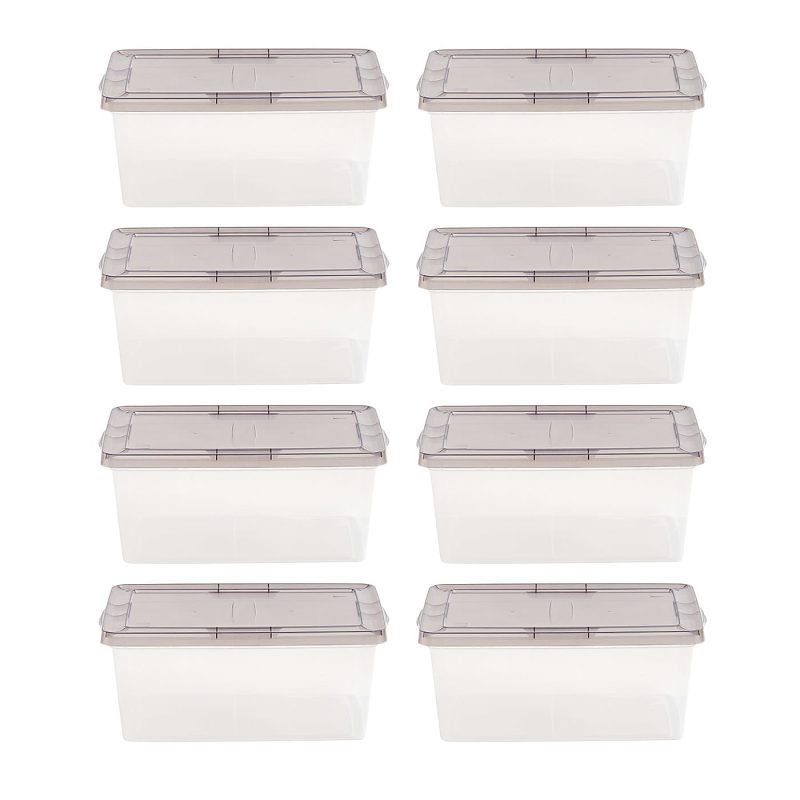 Iris® Snap Top Storage Boxes, 4.3 Gallon, Clear, Set Of 8 Boxes