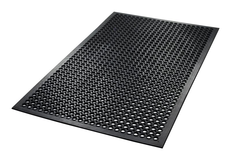 Crown SafeWalk-Light Antifatigue Drainage Mat, 36" x 60", Black