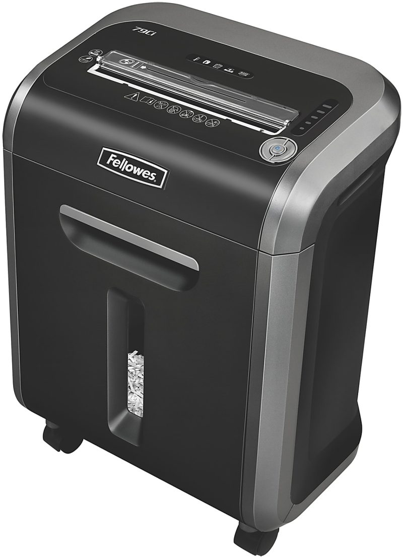 Fellowes® Powershred® 79Ci 100% Jam-Proof 16-Sheet Cross-Cut Paper Shredder with SafeSence®, Black/Silver