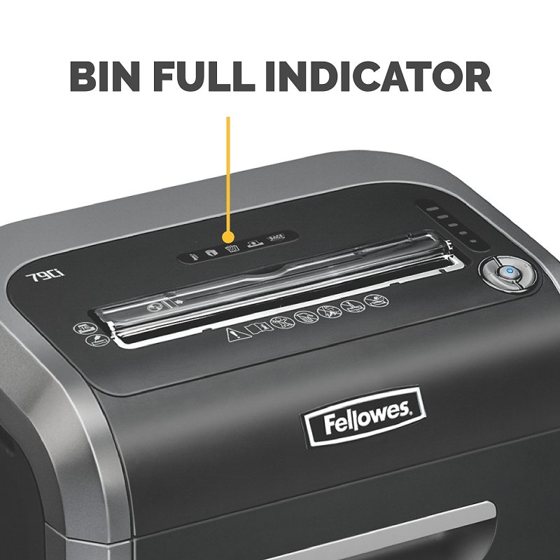 Fellowes® Powershred® 79Ci 100% Jam-Proof 16-Sheet Cross-Cut Paper Shredder with SafeSence®, Black/Silver - Image 4