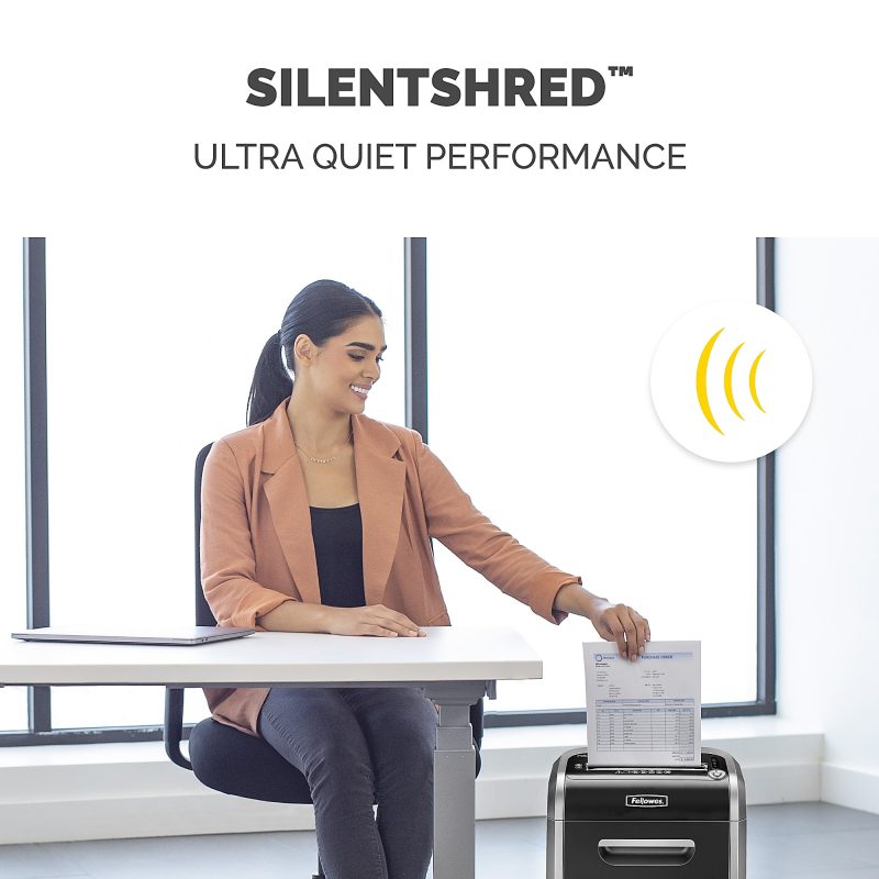 Fellowes® Powershred® 79Ci 100% Jam-Proof 16-Sheet Cross-Cut Paper Shredder with SafeSence®, Black/Silver - Image 6