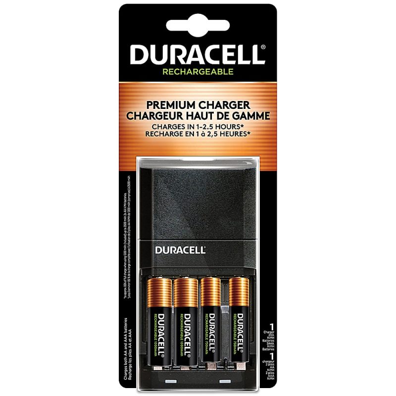 Duracell Rechargeable Ion Speed 4000 Battery Charger, Includes 2 AA and 2 AAA Rechargeable Batteries