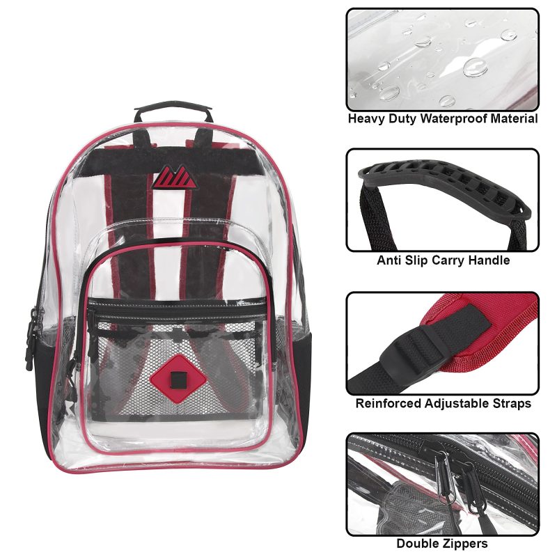 Trailmaker Clear Backpack, Red - Image 2