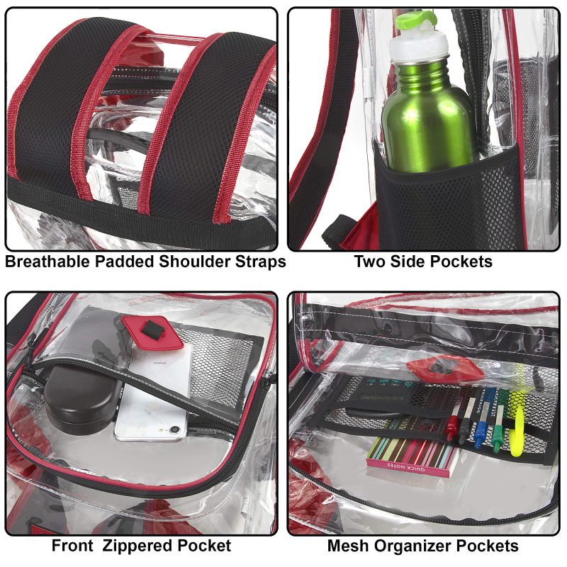 Trailmaker Clear Backpack, Red - Image 3