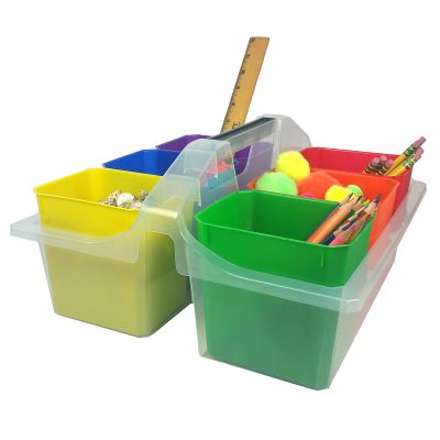 Romanoff Products Large Caddy With 6 Cups, 14" x 13-1/2" x 7-1/4", Multicolor