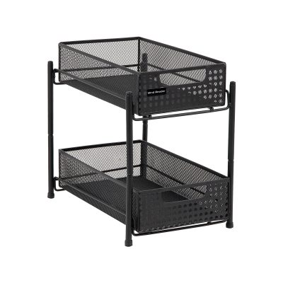Mind Reader 2-Tier Mesh Cabinet Basket, 11-1/4" H x 12-1/2" W x 8" D, Black