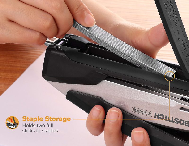 Bostitch® InPower™ Premium Spring-Powered Desktop Stapler, 28 Sheets Capacity, Black/Silver - Image 5