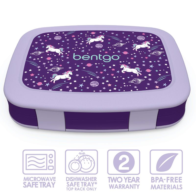Bentgo Kids Prints 5-Compartment Lunch Box, 2"H x 6-1/2"W x 8-1/2"D, Unicorn - Image 4