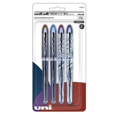 uni-ball® Vision™ Elite™ Liquid Ink Rollerball Pens, Bold Point, 0.8 mm, White Barrel, Black Ink, Pack Of 12 - Black,4