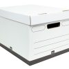 Office Depot® Brand Heavy-Duty Quick Set Up Storage Boxes, Letter/Legal Size, 15" x 12" x 10", White/Black, Pack Of 5