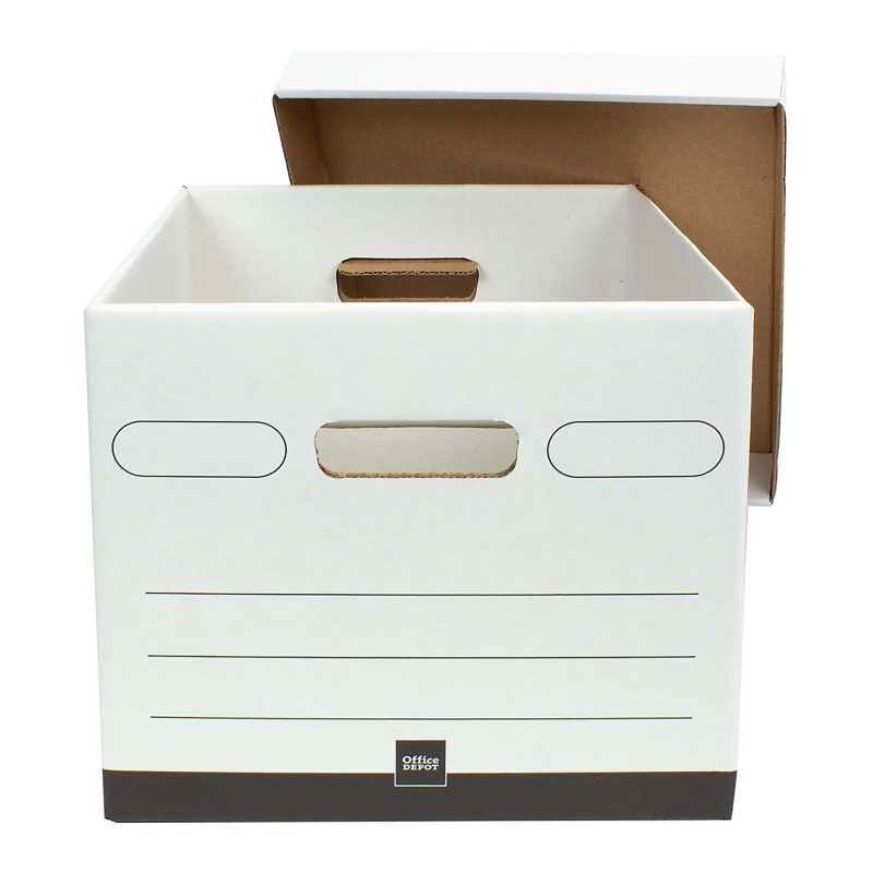 Office Depot® Brand Heavy-Duty Quick Set Up Storage Boxes, Letter/Legal Size, 15" x 12" x 10", White/Black, Pack Of 5 - Image 2