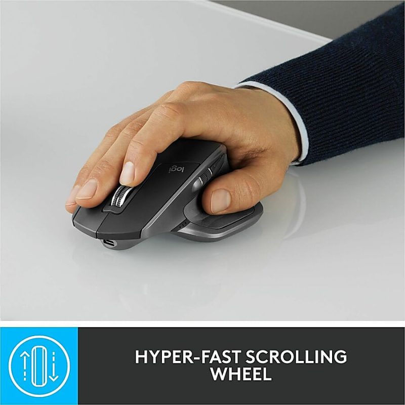 Logitech MX Master 2S - Darkfield - Wireless - Bluetooth/Radio Frequency - 2.40 GHz - Graphite - USB - 4000 dpi - Scroll Wheel - 7 Button(s) - Image 4