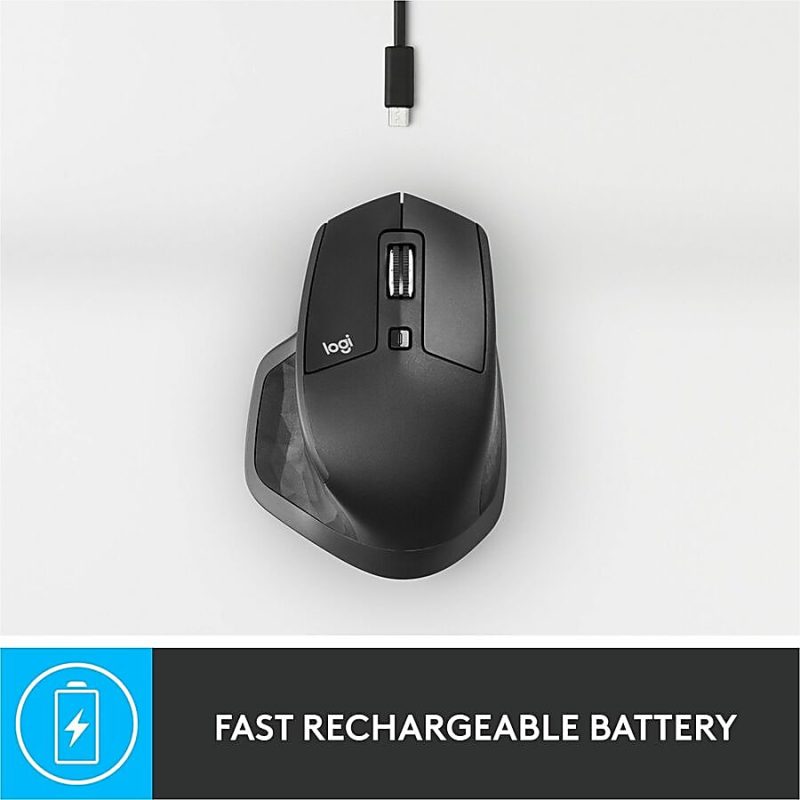 Logitech MX Master 2S - Darkfield - Wireless - Bluetooth/Radio Frequency - 2.40 GHz - Graphite - USB - 4000 dpi - Scroll Wheel - 7 Button(s) - Image 7