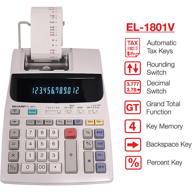 Sharp® EL-1801V 12-Digit Printing Calculator - Image 10