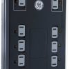 GE UltraPro 12 Outlet Surge Protector with 2 USB Tether, 8 ft Long Cord, 4320 Joules, Outlet Safety Covers, Black, 11824