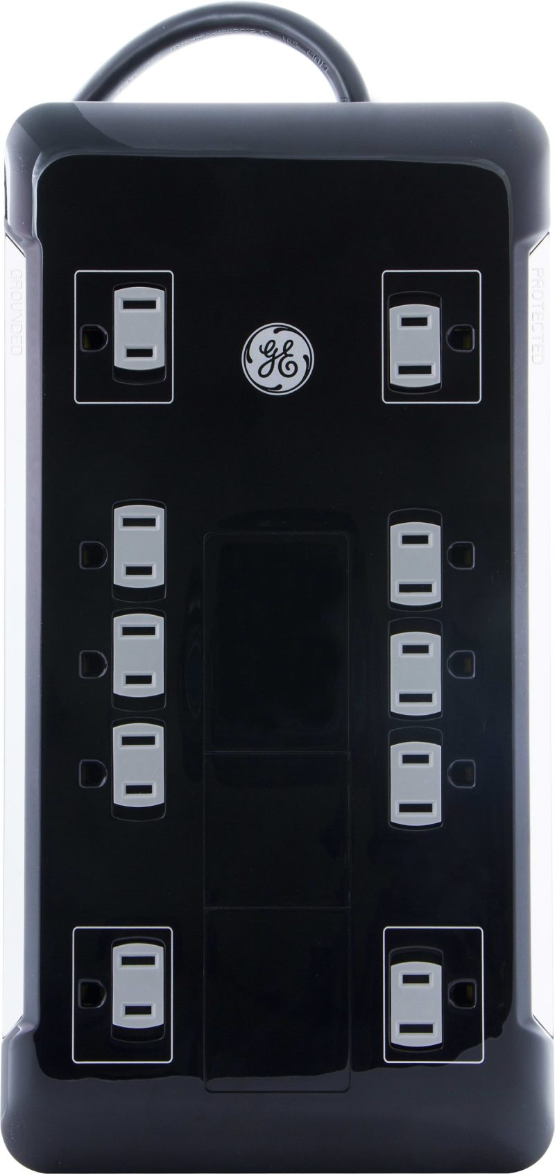 GE UltraPro 12 Outlet Surge Protector with 2 USB Tether, 8 ft Long Cord, 4320 Joules, Outlet Safety Covers, Black, 11824 - Image 6