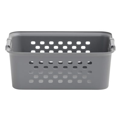 Iris® Plastic Storage Baskets, Medium, 10-1/4”H x 12-7/16”W x 14-13/16”D, Gray, Set Of 4 Baskets