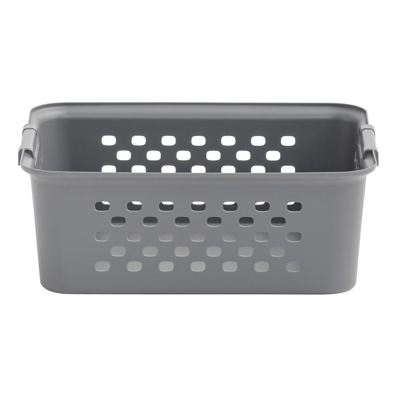 Iris® Plastic Storage Baskets, Medium, 10-1/4”H x 12-7/16”W x 14-13/16”D, Gray, Set Of 4 Baskets