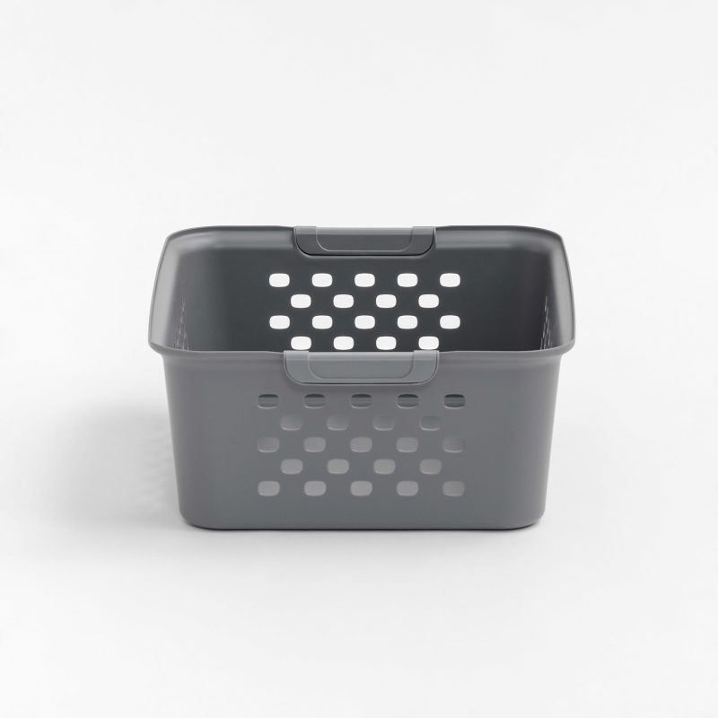 Iris® Plastic Storage Baskets, Medium, 10-1/4”H x 12-7/16”W x 14-13/16”D, Gray, Set Of 4 Baskets - Image 6