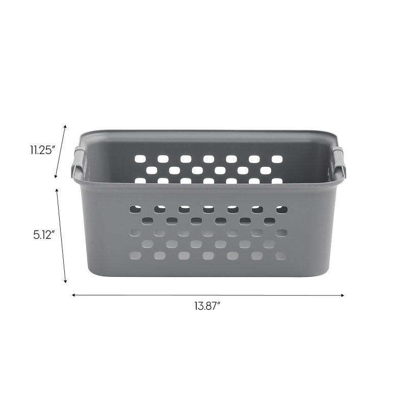 Iris® Plastic Storage Baskets, Medium, 10-1/4”H x 12-7/16”W x 14-13/16”D, Gray, Set Of 4 Baskets - Image 8