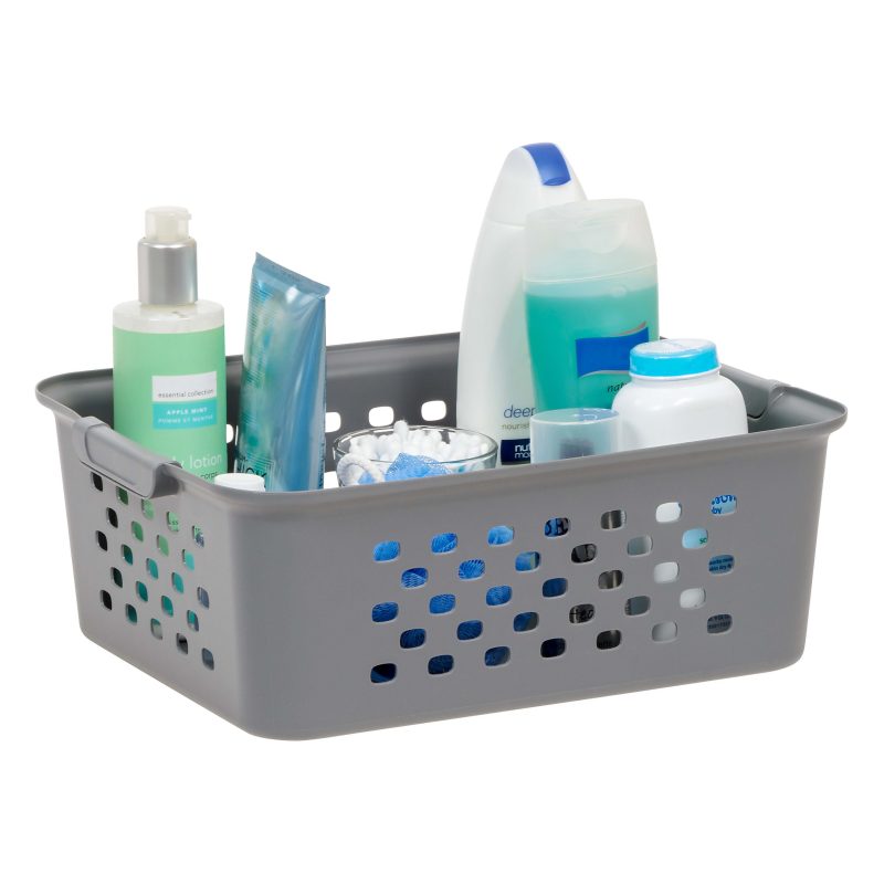Iris® Plastic Storage Baskets, Medium, 10-1/4”H x 12-7/16”W x 14-13/16”D, Gray, Set Of 4 Baskets - Image 9