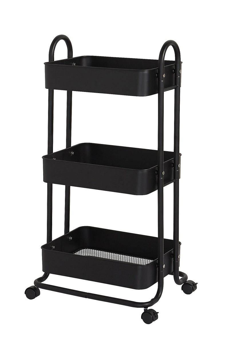 Realspace® Mobile 3-Tier Storage Cart, 35-5/8"H x 17-15/16"W x 14-5/16"D, Black - Image 3