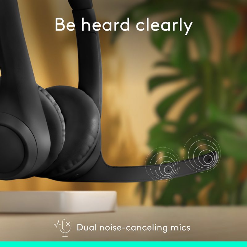 Logitech Zone 300 Wireless Bluetooth Headset With Noise-Canceling Microphone, Black, 981-001406 - Image 2