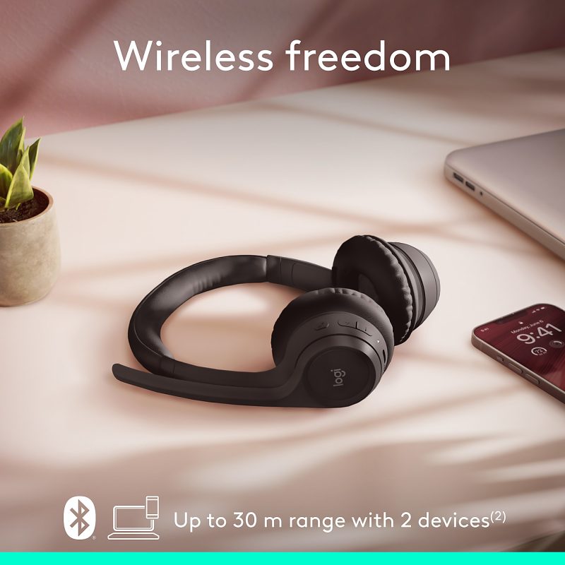 Logitech Zone 300 Wireless Bluetooth Headset With Noise-Canceling Microphone, Black, 981-001406 - Image 4