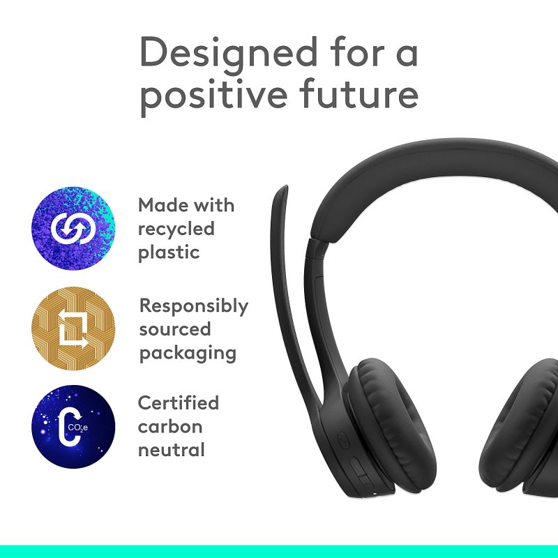Logitech Zone 300 Wireless Bluetooth Headset With Noise-Canceling Microphone, Black, 981-001406 - Image 7