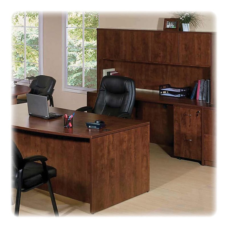 Lorell® Essentials 60"W Rectangular Shell Computer Desk, Cherry - Image 3