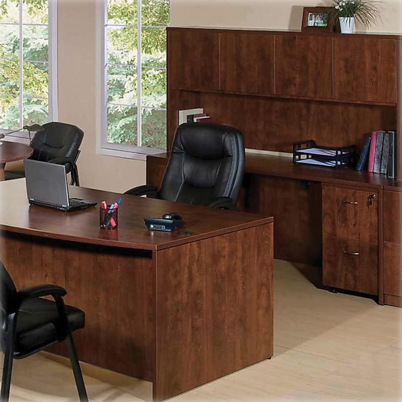 Lorell® Essentials 60"W Rectangular Shell Computer Desk, Cherry - Image 5