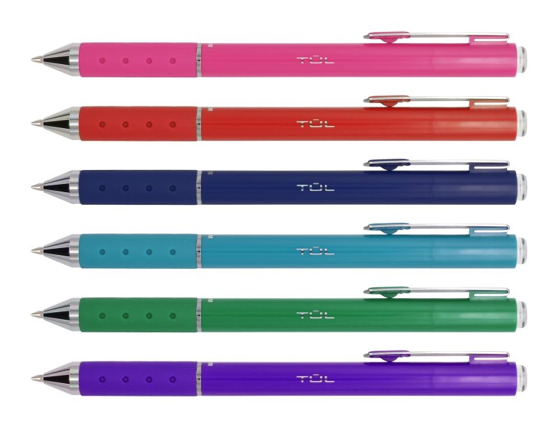 TUL® GL Series Retractable Gel Pens, Medium Point, 0.7 mm, Silver Barrel, Assorted Standard & Bright Ink Colors, Pack Of 14 Pens - Assorted,1