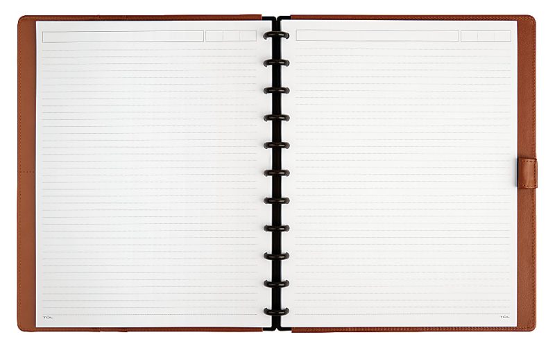 TUL® Discbound Notebook With Leather Cover, Letter Size, Narrow Ruled, 60 Sheets, Brown - Image 2